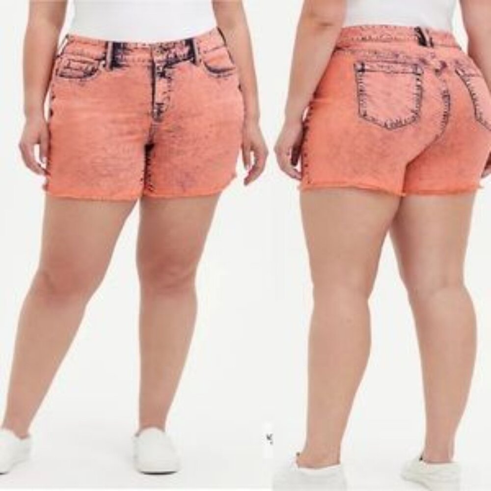 Torrid Acid Wash Shorts Coral